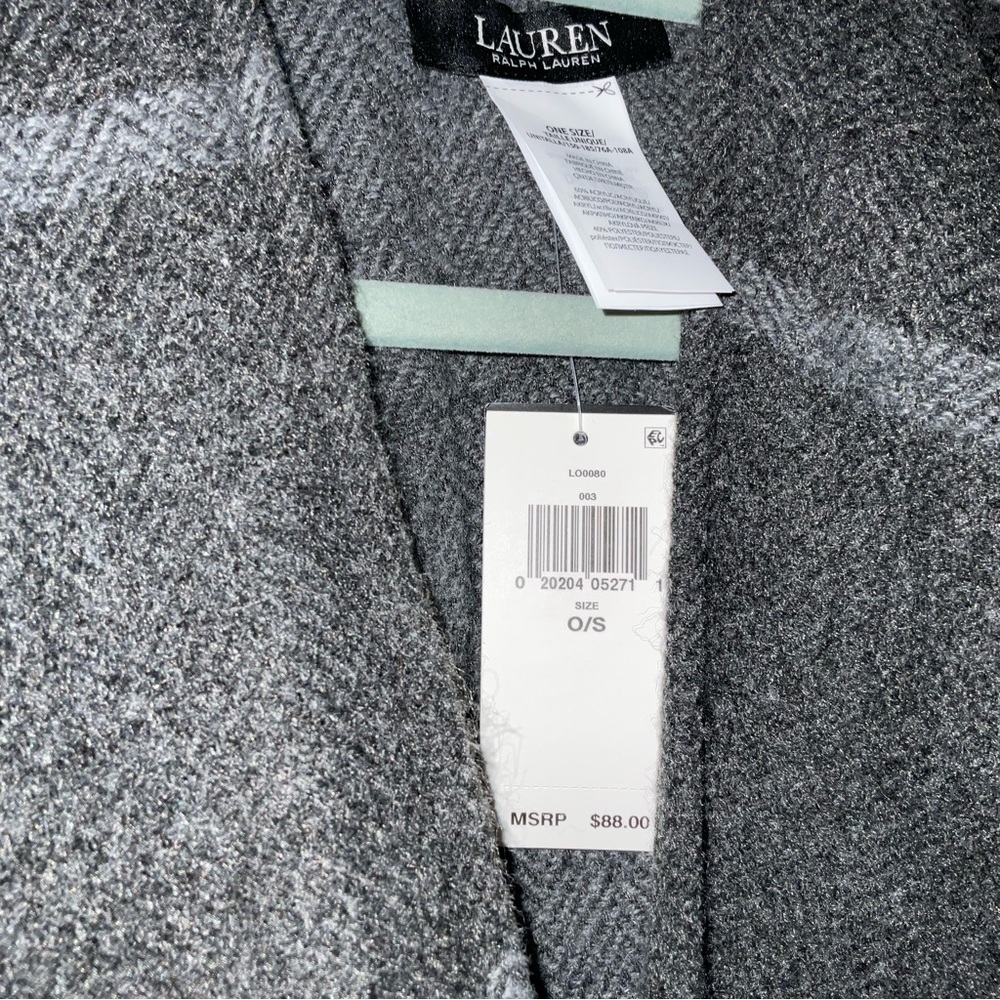 Lauren Ralph Lauren Herringbone Windowpane Reversible Ruana - Picture 3 of 5
